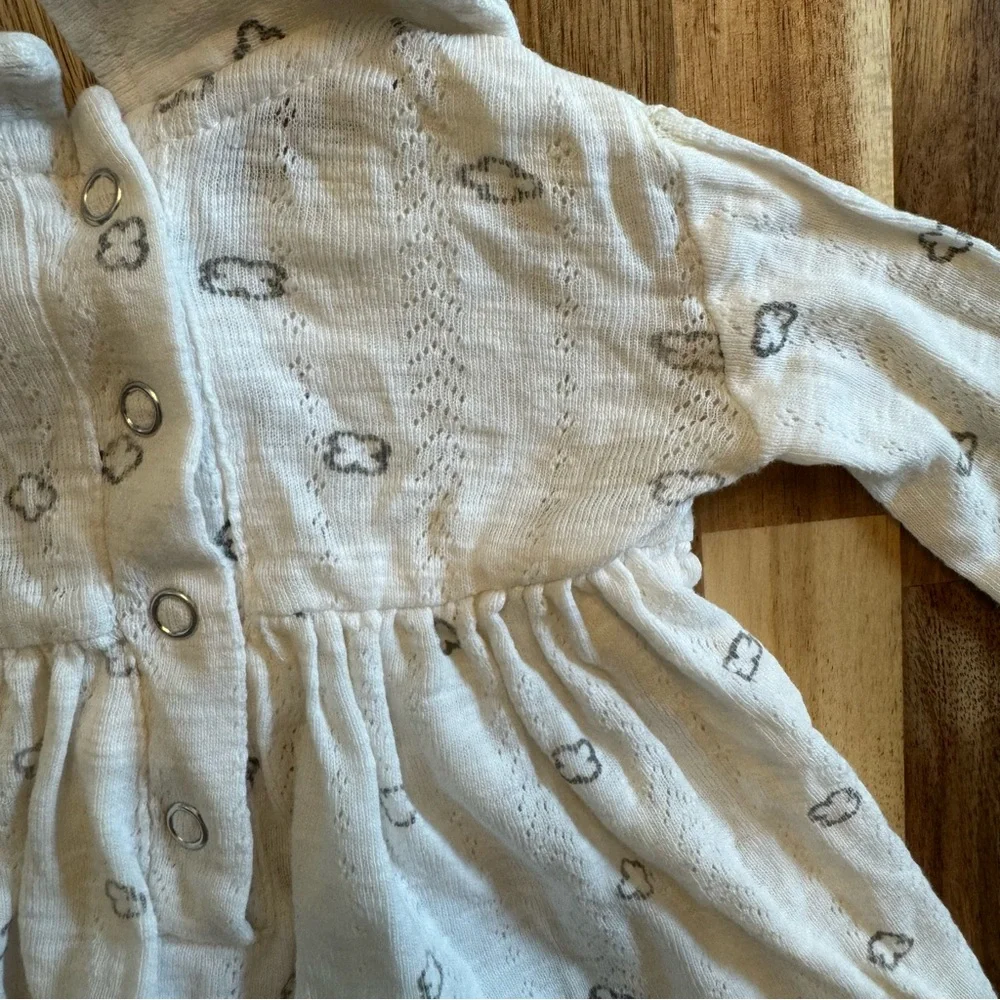 Kate Quinn Baby Girls Organic Cotton Cloud Pointelle Peter Pan Collar Dress 3-6M